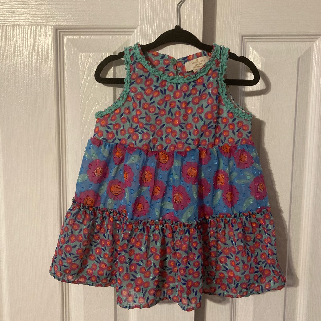 Kate Spade Girls Floral Tangier Chiffon Trapeze Sleeveless Dress 18 Months